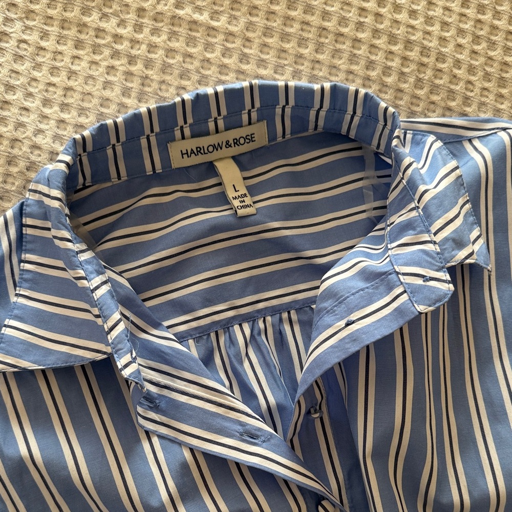 Harlow & Rose Blue Striped Midi Dress